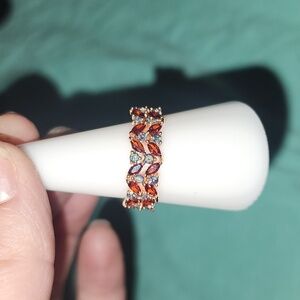 The Dazzling Duo Garnet Cubic Zirconia & Lab Created Rainbow Topaz RoseGold FP40